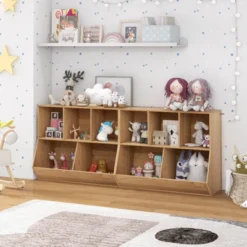 Costway 5-Cubby Kids Toy Storage Organizer Wooden Bookshelf Display Cabinet Natural/White -Lush Living Store GUEST 0a886c61 4748 4e18 b4dd e29b8be8d04d