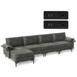 Costway Modern Modular L-shaped Sectional Sofa W/ Reversible Chaise & 4 USB Ports -Lush Living Store GUEST 0b09fa23 71d2 4739 b267 ec23c10b51df