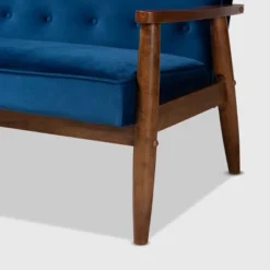 Sorrento Velvet Upholstered Wooden 3 Seater Sofa Navy Blue/Brown - Baxton Studio -Lush Living Store GUEST 0b31ea2b 56c2 42d2 8d95 002309fb7ac8