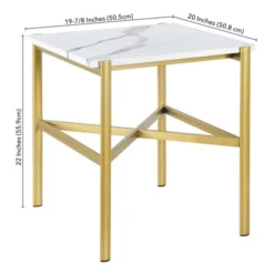 Gold Side Table With Faux Marble Top - Henn&Hart -Lush Living Store GUEST 0b371857 07c5 4010 b32f 0f8243978a09