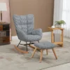 HOMCOM Glider Rocker With Ottoman Set, Houndstooth Nursery Rocking Chair, Upholstered Wingback Armchair For Living Room And Bedroom 2 HOMCOM Glider Rocker With Ottoman Set, Houndstooth Nursery Rocking Chair, Upholstered Wingback Armchair For Living Room And Bedroom -Lush Living Store GUEST 0bab9199 962c 4e7c a950 214b1439fd03