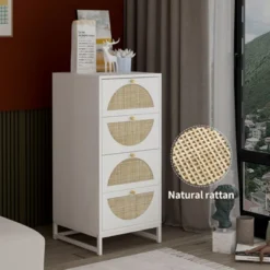 Arina Farmhouse Natural Rattan Vertical 4 With Deep Drawers Dresser-The Pop Maison -Lush Living Store GUEST 0bc69cb5 b636 4258 a758 026679642091