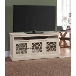 60" Fully Assembled Rustic Three Door TV Stand For TVs Up To 65" White - Martin Furniture