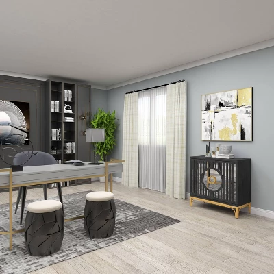 Art Deco Contemporary Mirrored Wood Cabinet Black - Olivia & May 20 Art Deco Contemporary Mirrored Wood Cabinet Black - Olivia & May - Image 18