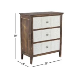 Farmhouse Wood And Enamel Cabinet With Drawers Brown - Olivia & May -Lush Living Store GUEST 0cc630b6 af52 487d adc2 cfa2f8abfeea