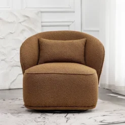 Boucle Upholstered Swivel Barrel Chair - Kinwell -Lush Living Store GUEST 0d4c958a 4b6e 4236 b037 846ba9707ae3