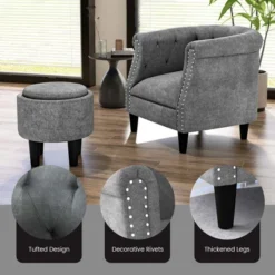 Costway Modern Accent Chair With Ottoman Armchair Barrel Sofa Chair With Footrest Grey 19 Costway Modern Accent Chair With Ottoman Armchair Barrel Sofa Chair With Footrest Grey -Lush Living Store GUEST 0d79f529 497d 4298 be2e a5393d56a140