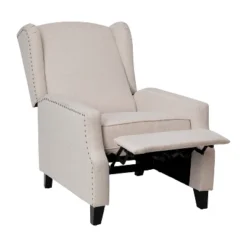 Emma And Oliver Fabric Upholstered Easy Push Back Recliner - Classic Wingback Design With Nailhead Accent Trim And Footrest -Lush Living Store GUEST 0d8d5871 42b4 4610 9742 0f57176051c6