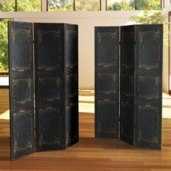 6" Double Sided Door Canvas Room Divider Black - Oriental Furniture -Lush Living Store GUEST 0dbc6c52 bc16 4489 871e a3749c56c360