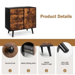 Costway Mid-Century Rustic Storage Cabinet Multipurpose Wood Shelf Organizer With 3 Drawers -Lush Living Store GUEST 0dbfb74a 3376 49a7 8f9d 673b40969366