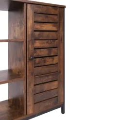 Wooden Storage Cabinet With Shutter Door And 3 Compartments Brown - Benzara -Lush Living Store GUEST 0dd4cca8 f234 48b8 9661 a41b4217b7c3