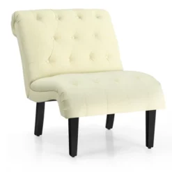 Costway Armless Accent Chair Upholstered Tufted Lounge Chair Wood Leg -Lush Living Store GUEST 0e32c5e6 e3d5 4f58 875d cc3d3a0982fe