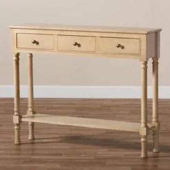 3 Drawer Calvin Wood Entryway Console Table - Baxton Studio -Lush Living Store GUEST 0f5f5b85 0968 4a95 8e82 15fe6f08947a