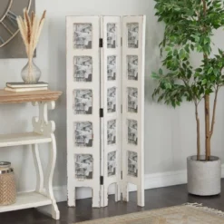 Farmhouse Chinquapin Wood Rectangle Room Divider Screen White - Olivia & May -Lush Living Store GUEST 0f604eff a69c 461e 9191 7635833065e3