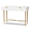 Galia Wood And Metal 1 Drawer Console Table White/Gold - Baxton Studio -Lush Living Store GUEST 0f8455d1 9833 4db7 b8cc 5faa57eeb05a