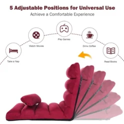 Costway Folding Lazy Sofa Chair Stylish Sofa Couch Bed Lounge Chair W/Pillow Burgundy -Lush Living Store GUEST 0f888571 94de 460b 8cc2 979fe789b6e6