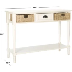 Winifred Wicker Console Table With Storage - White - Safavieh -Lush Living Store GUEST 1001e017 4d69 4e75 a4d9 aa4f3baccf1e
