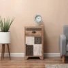 LuxenHome Wood Farmhouse 1-Drawer 1-Door Side Table With Storage. -Lush Living Store GUEST 106ad28b 5511 4775 bb0c 9d7de64d59bb