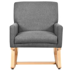 Costway Mid Century Rocking Chair Upholstered Armchair W/ Lumbar Support BeigeGray -Lush Living Store GUEST 10c5771f 5006 4023 bd77 aceccb591dfe