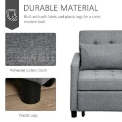 HOMCOM Convertible Sofa Lounger Chair Bed Multi-Functional Sleeper Recliner With Tufted Upholstered Fabric, Adjustable Angle Backrest, Pillow, Gray -Lush Living Store GUEST 10e87986 b3f1 48a5 a492 ae03dec4c393