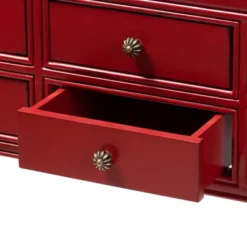 Pomme Accent 6 Drawer Console Table Red - Baxton Studio -Lush Living Store GUEST 11895083 7dd1 4a15 84cc 6c0ef9c492c0