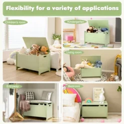 Costway Kids Toy Box W/Safety Hinge Wood Storage Chest Flip-Top Storage Organizer Green -Lush Living Store GUEST 1203acfd 3fae 4c5f 9e4a aa65837da66c