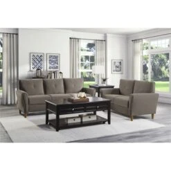 Dunleith Modern Contemporary Velvet Tufted Loveseat In Brown And Walnut - Lexicon -Lush Living Store GUEST 1215c4de d1a8 4b99 90a3 0236f2014d2c