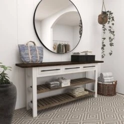 Farmhouse Wood Rectangle Console Table White - Olivia & May -Lush Living Store GUEST 1244bad5 1b2f 4e09 9dd2 8df0d2d8a810