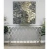Contemporary Metal Pattern Console Table Silver - Olivia & May -Lush Living Store GUEST 124c94cc 507a 44d2 8945 3074ab034b87
