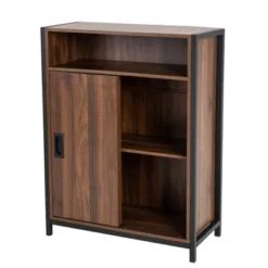 32" Wooden Metal Floor Cabinet With Double Sliding Doors Natural - Glitzhome -Lush Living Store GUEST 1259d312 ffe4 45a2 8b40 f54b7a80ff37