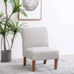 Armless Slipper Accent Chair Striped - WOVENBYRD -Lush Living Store GUEST 12a806c3 393a 40b7 92d7 f1074a61a4d1