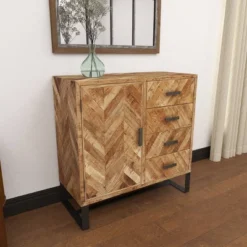 Contemporary Zigzag Pattern Mango Wood Cabinet Brown - Olivia & May -Lush Living Store GUEST 12b96103 0348 49fb bd56 9ad7b881b7dd