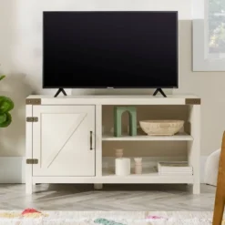 Clarabelle Rustic Industrial Barn Door TV Stand For TVs Up To 50" - Saracina Home -Lush Living Store GUEST 12ba9c89 6ca9 4b3a a865 66e4af484235