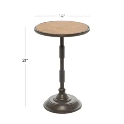 Industrial Wood Pedestal Accent Table Brown - Olivia & May -Lush Living Store GUEST 12d4554e 98c6 4d8f 8b07 aaf1a65cc1e7