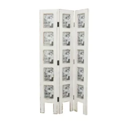 Farmhouse Chinquapin Wood Rectangle Room Divider Screen White - Olivia & May -Lush Living Store GUEST 13287200 3cfc 4ab7 9777 329b7100d97d