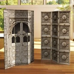 6" Double Sided Stone Doorway Canvas Room Divider Gray - Oriental Furniture -Lush Living Store GUEST 13521f7f 69af 4ca9 8cf0 e023ef5ce52d