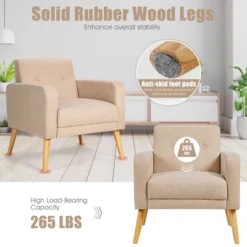 Costway Modern Accent Chair Upholstered Linen Armchair W/Rubber Wood Legs YellowBeigeGreyNavy 18 Costway Modern Accent Chair Upholstered Linen Armchair W/Rubber Wood Legs YellowBeigeGreyNavy -Lush Living Store GUEST 13761955 d579 466c 8148 19c1e47ed4d7