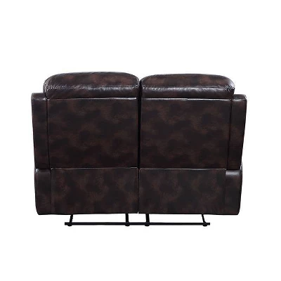 57" Perfiel Two-Tone Grain Leather Loveseat Dark Brown - Acme Furniture 6 57" Perfiel Two-Tone Grain Leather Loveseat Dark Brown - Acme Furniture - Image 4