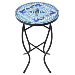 Costway Mosaic Side Table Accent Table Round Balcony Bistro End Table OrangeBlueNavy -Lush Living Store GUEST 148fce21 1c24 4a81 b2fa cb5bf55f9699