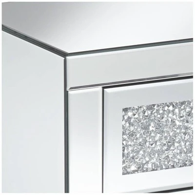 Studio 55D Modern Mirrored Rectangular Accent Side End Table 20" X 14" With 3-Drawer Silver Glass Crystal Living Room Home House 4 Studio 55D Modern Mirrored Rectangular Accent Side End Table 20" X 14" With 3-Drawer Silver Glass Crystal Living Room Home House - Image 2