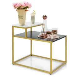 Costway 2 Tier End Side Table Metal Frame Nightstand With Storage Shelf Living Room -Lush Living Store GUEST 1541360f b197 4815 8270 ec37435ebc6c