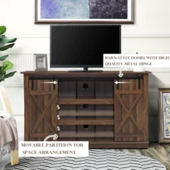 Costway Sliding Barn TV Stand Console Table For TV's Up To 60'' Entertainment Center -Lush Living Store GUEST 15641cdc 0721 4478 8168 58fa3261ddcd