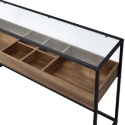 Reattie Glass Top Entryway Table Brown/Matte Black - HOMES: Inside + Out -Lush Living Store GUEST 15810381 9d66 4516 bc3e 5f9b148b44f3