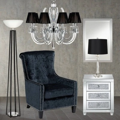 Studio 55D Modern Mirrored Rectangular Accent Side End Table 20" X 14" With 3-Drawer Silver Glass Crystal Living Room Home House 10 Studio 55D Modern Mirrored Rectangular Accent Side End Table 20" X 14" With 3-Drawer Silver Glass Crystal Living Room Home House - Image 8