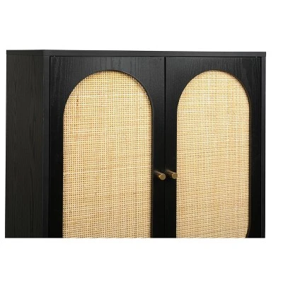 Natural Rattan 2 Door High Cabinet With Built-In Adjustable Shelves - ModernLuxe 12 Natural Rattan 2 Door High Cabinet With Built-In Adjustable Shelves - ModernLuxe - Image 10