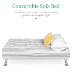 Best Choice Products Modern Faux Leather Convertible Futon Sofa W/ Removable Armrests, Metal Legs, 2 Cupholders - White -Lush Living Store GUEST 15efb93a ed10 4d1c a1d5 21f062b937e2