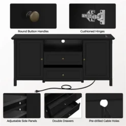 Yaheetech 58in Modern TV Console Table With Power Outlet Black -Lush Living Store GUEST 166f3fd9 3d24 4031 866c 9849a0b63e49