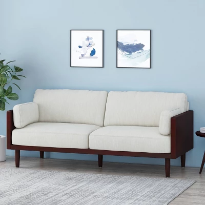 Sofia Mid-Century Modern Upholstered 3 Seater Sofa - Christopher Knight Home 3 Sofia Mid-Century Modern Upholstered 3 Seater Sofa - Christopher Knight Home
