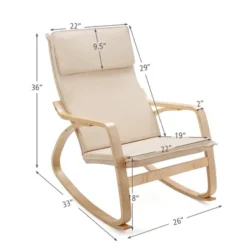 Costway Modern Bentwood Rocking Chair Fabric Upholstered Relax Rocker Lounge Chair GrayBeige -Lush Living Store GUEST 17477332 a57a 40e4 896e 2998ca7dbc91