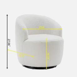 Bella Swivel Barrel Chair,2 Size Soft Touch Upholstered White Teddy Swivel Chair, Armrest 360° Swivel Nursery Chair-Maison Boucle -Lush Living Store GUEST 176e9812 24aa 4d65 83ef 269d2e1306de